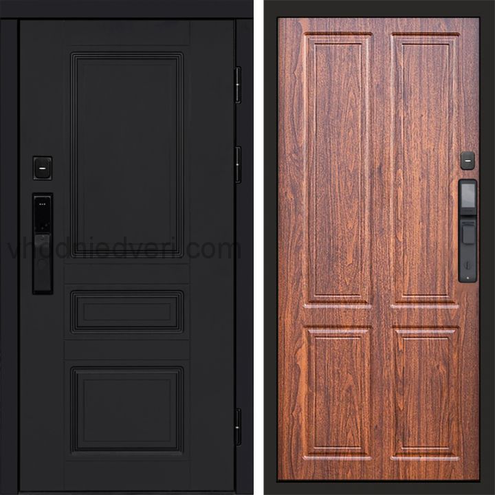 Входная дверь Termo-door ОРЕГОН BLACK с электрозамком - Орех стандарт