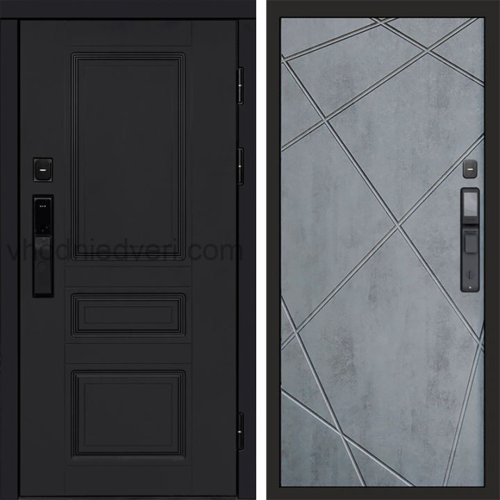 Входная дверь Termo-door ОРЕГОН BLACK с электрозамком - Лучи Бетон темный