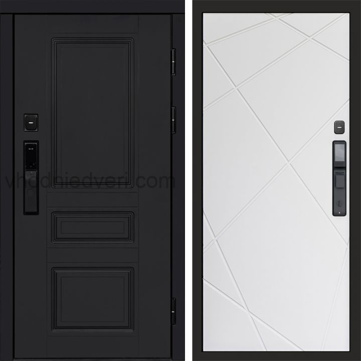 Входная дверь Termo-door ОРЕГОН BLACK с электрозамком - Лучи Белый