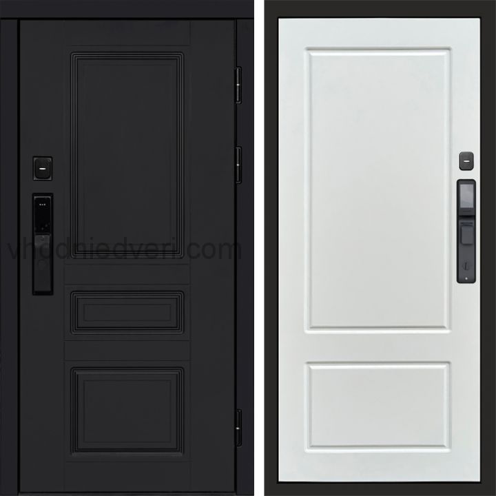 Входная дверь Termo-door ОРЕГОН BLACK с электрозамком - Марсель Белый софт