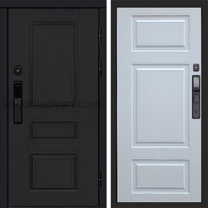 Входная дверь Termo-door ОРЕГОН BLACK с электрозамком - Лион Белый софт