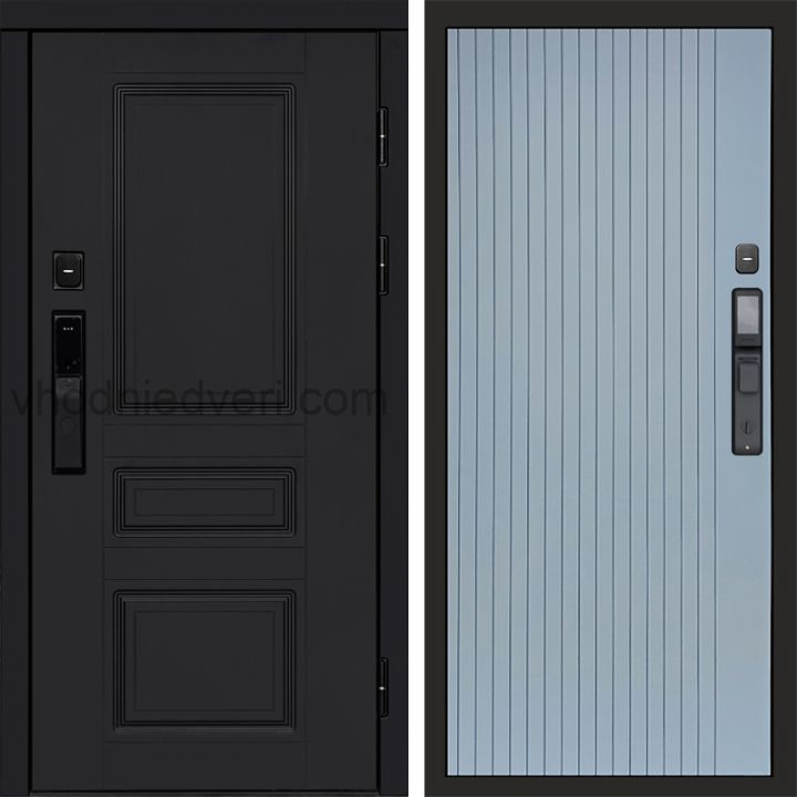 Входная дверь Termo-door ОРЕГОН BLACK с электрозамком - Flat Грей софт