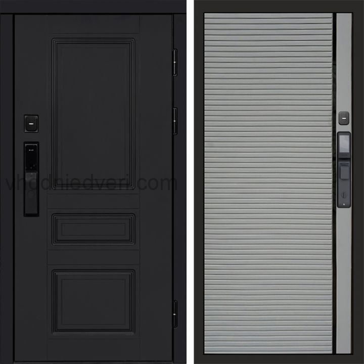 Входная дверь Termo-door ОРЕГОН BLACK с электрозамком - Porte Грей софт