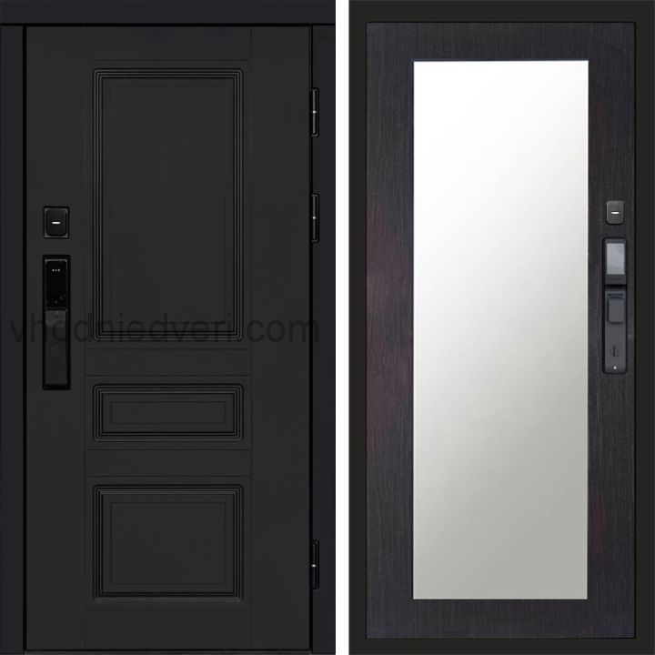 Входная дверь Termo-door ОРЕГОН BLACK с электрозамком - Зеркало Триумф Венге