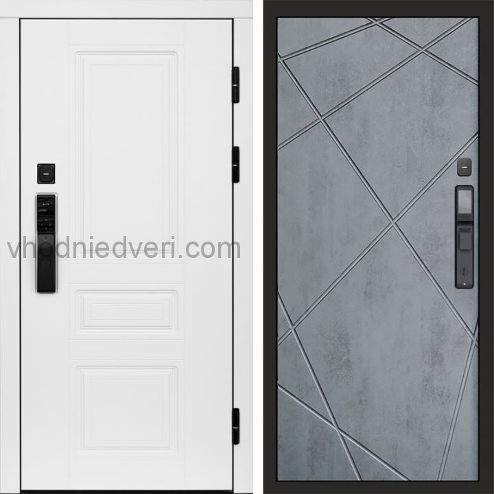 Входная дверь Termo-door ОРЕГОН WHITE с электрозамком - Лучи Бетон темный