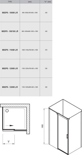 Душевой уголок Ravak Matrix MSDPS 120х90 см схема 2