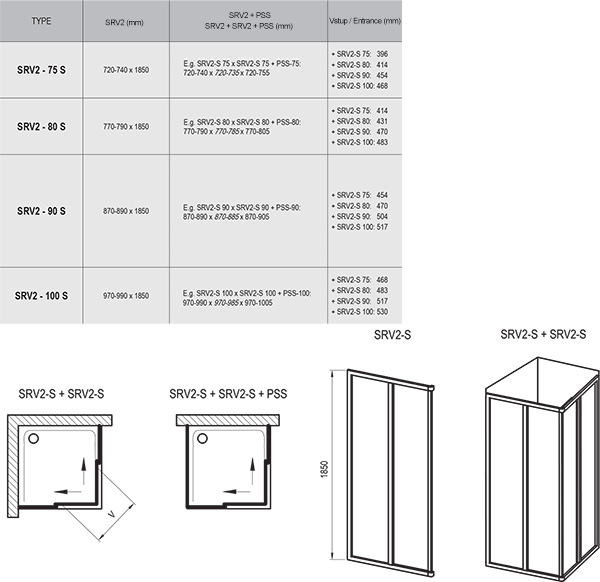 Открытый душевой уголок без крыши Ravak Supernova SRV2-S хром 90х90 см ФОТО