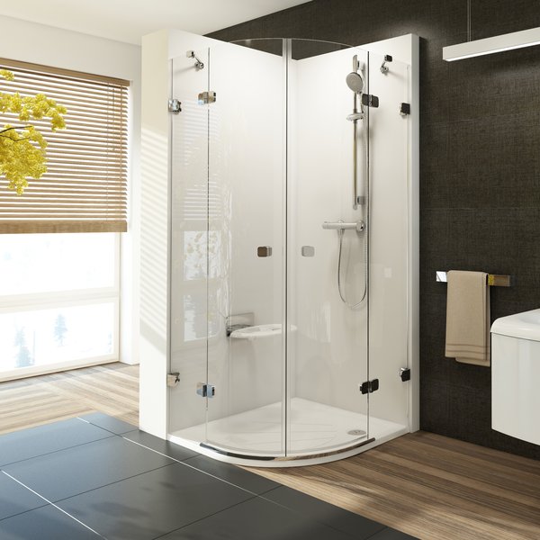 Изображение Душевой уголок Ravak Brilliant BSKK4 полукруглый 80х80 см