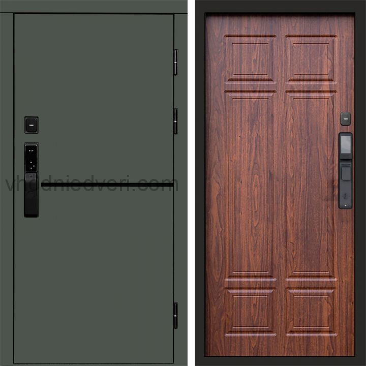 Входная дверь Termo-door ТРЕНД GREEN с электрозамком - Орех премиум