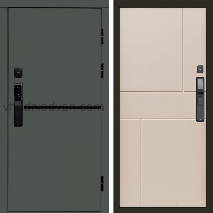 Входная дверь Termo-door ТРЕНД GREEN с электрозамком - Горизонт Слоновая кость