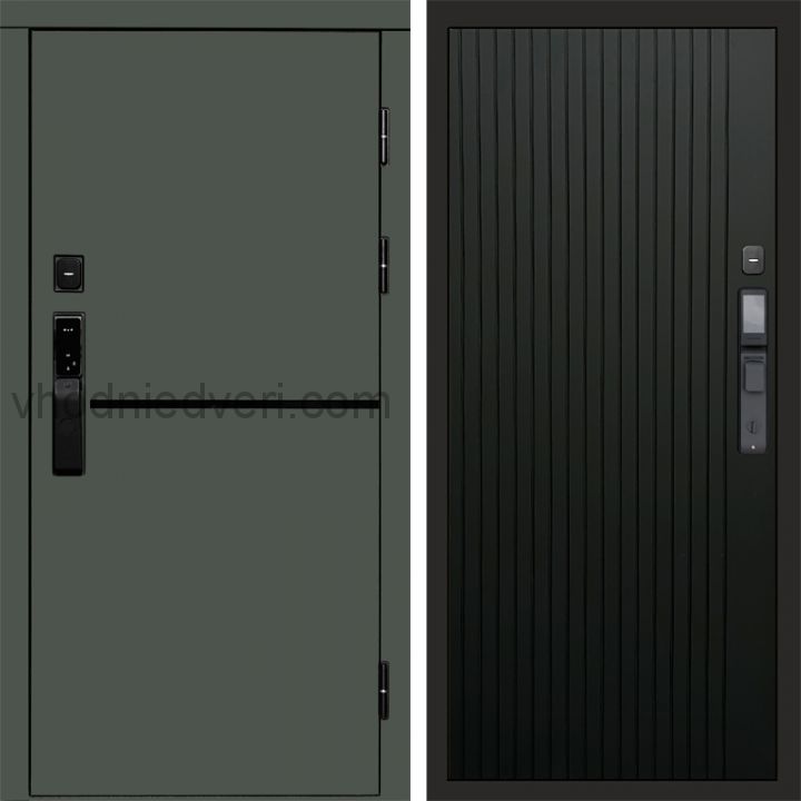 Входная дверь Termo-door ТРЕНД GREEN с электрозамком - Flat Черный кварц