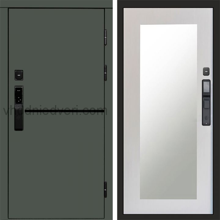 Входная дверь Termo-door ТРЕНД GREEN с электрозамком - Зеркало Триумф Лиственница