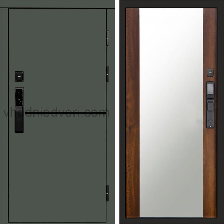 Входная дверь Termo-door ТРЕНД GREEN с электрозамком - Зеркало Дуб