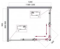 Душевой уголок Belbagno Uno-195 AH с раздвижными дверями 120х80 см схема 2