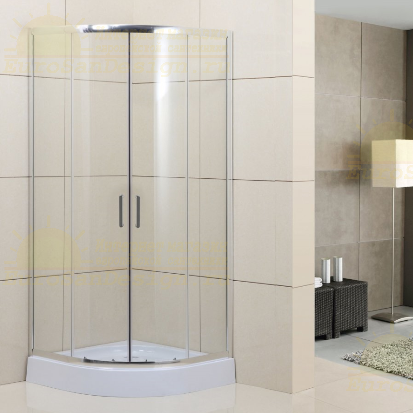 Изображение Душевой уголок Belbagno Uno-195 R прозрачное стекло, профиль хром 100х80 см