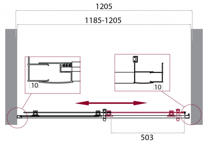 Душевой уголок в нишу Belbagno Uno-195 BF профиль хром 120 см ФОТО