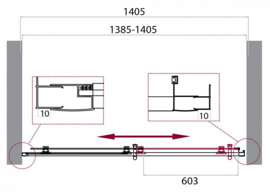 Душевой уголок в нишу Belbagno Uno-195 BF профиль хром 130 см схема 2
