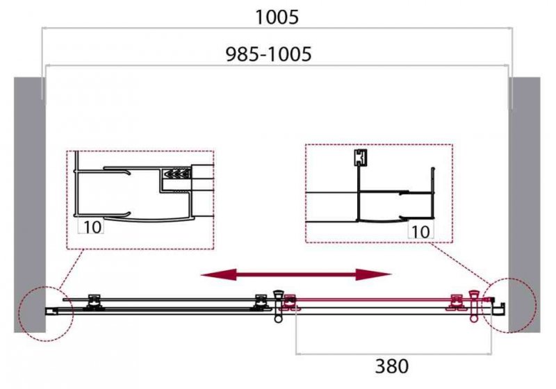 Душевой уголок в нишу Belbagno Uno-195 BF профиль хром 140 см ФОТО