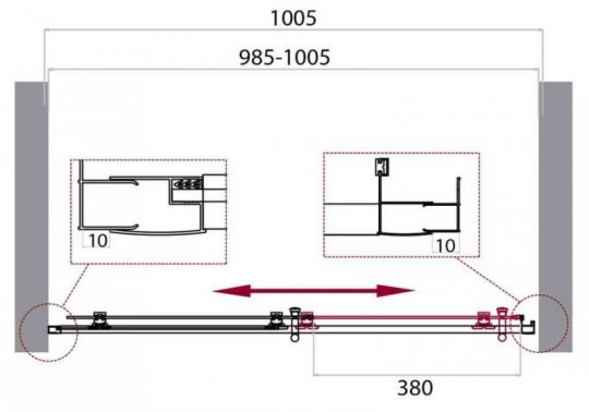 Душевой уголок в нишу Belbagno Uno-195 BF профиль хром 140 см схема 6