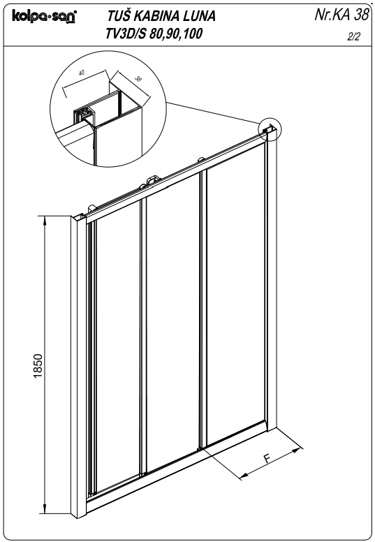 Душевая дверь в нишу Kolpa-San LUNA TV3D/S 90 см ФОТО