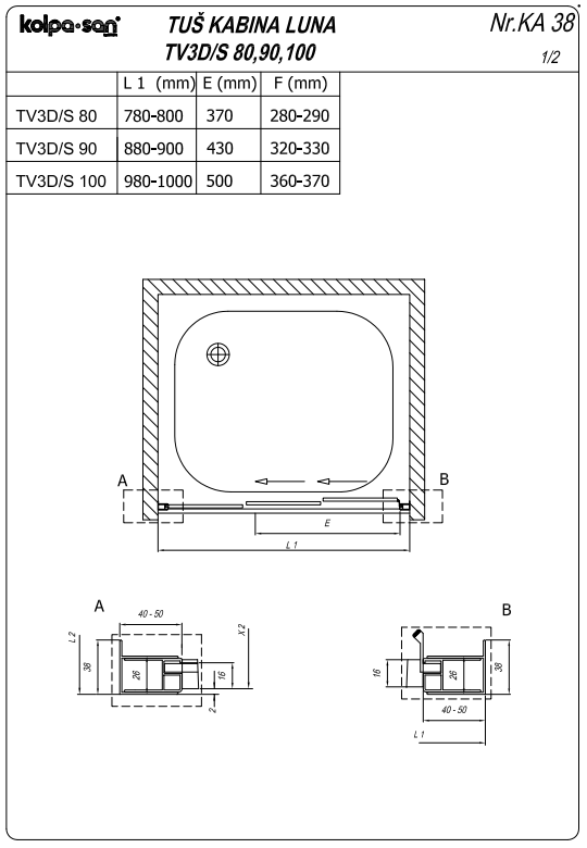 Душевая дверь в нишу Kolpa-San LUNA TV3D/S 90 см ФОТО