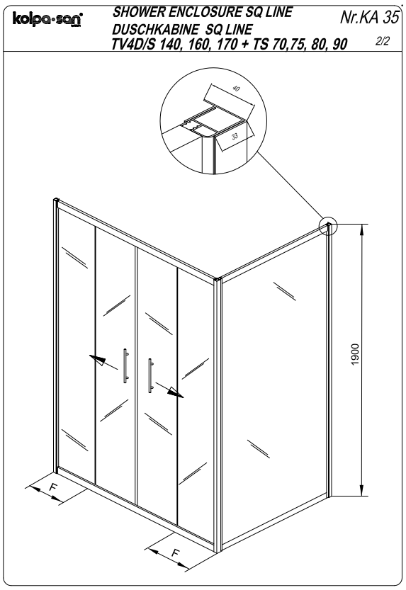 Угловая душевая кабина Kolpa-San SQ LINE TV4D/S + SQ LINE TS 160х75 см ФОТО