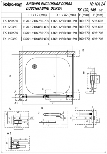 Душевая кабина Kolpa-San DORSA TK 120х90 см схема 4 Душевая кабина Kolpa-San DORSA TK 120х90 см схема 4