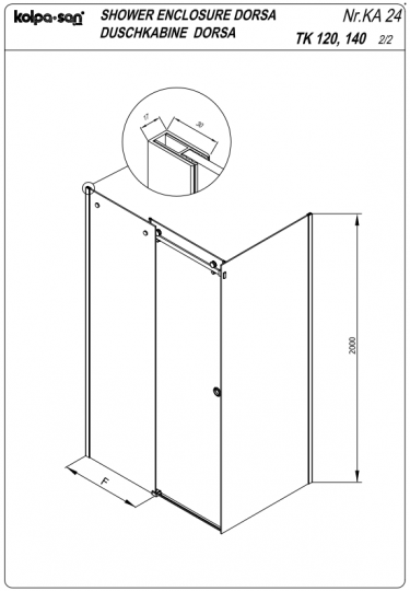 Душевая кабина Kolpa-San DORSA TK 140х80 см схема 3