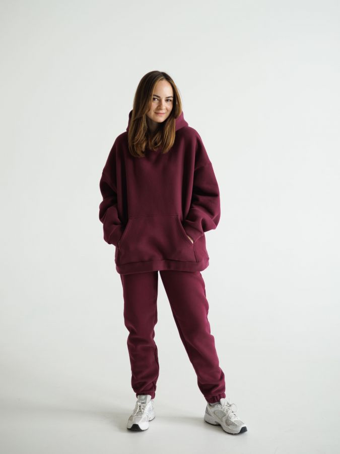 Джоггеры с начесом каберне