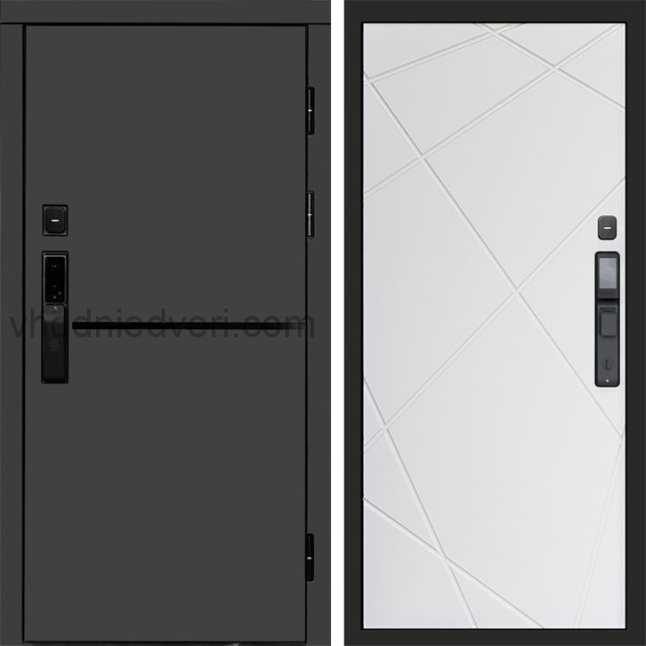 Входная дверь Termo-door ТРЕНД ГРАФИТ с электрозамком - Лучи Белый