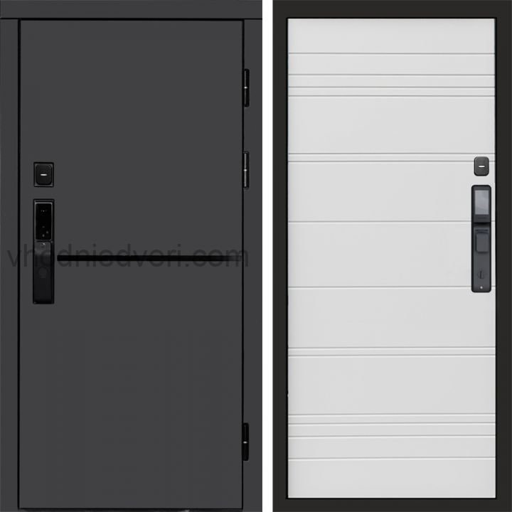 Входная дверь Termo-door ТРЕНД ГРАФИТ с электрозамком - White line