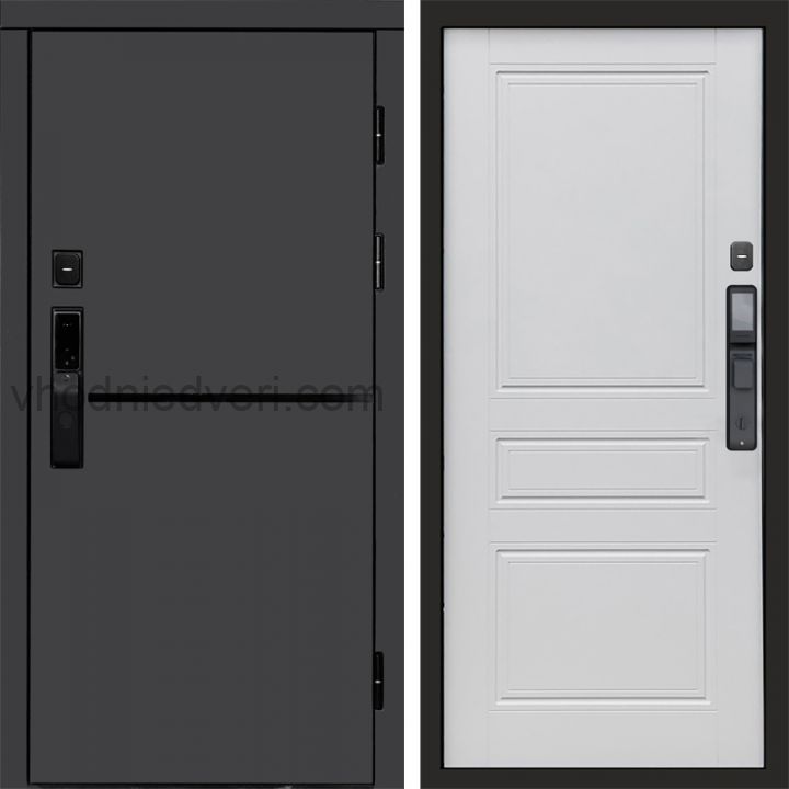 Входная дверь Termo-door ТРЕНД ГРАФИТ с электрозамком - Классик Белый софт