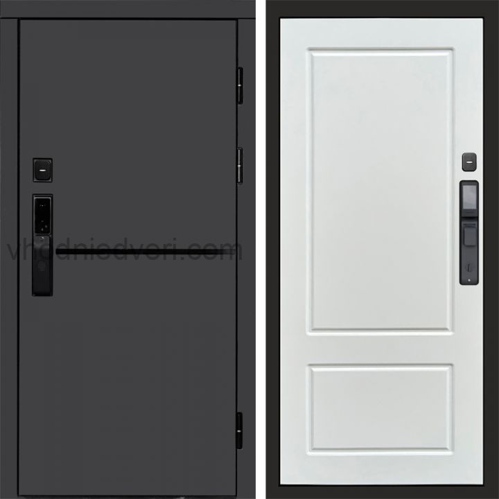 Входная дверь Termo-door ТРЕНД ГРАФИТ с электрозамком - Марсель Белый софт