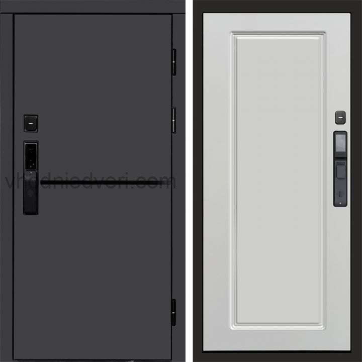 Входная дверь Termo-door ТРЕНД ГРАФИТ с электрозамком - Гранд Белый софт