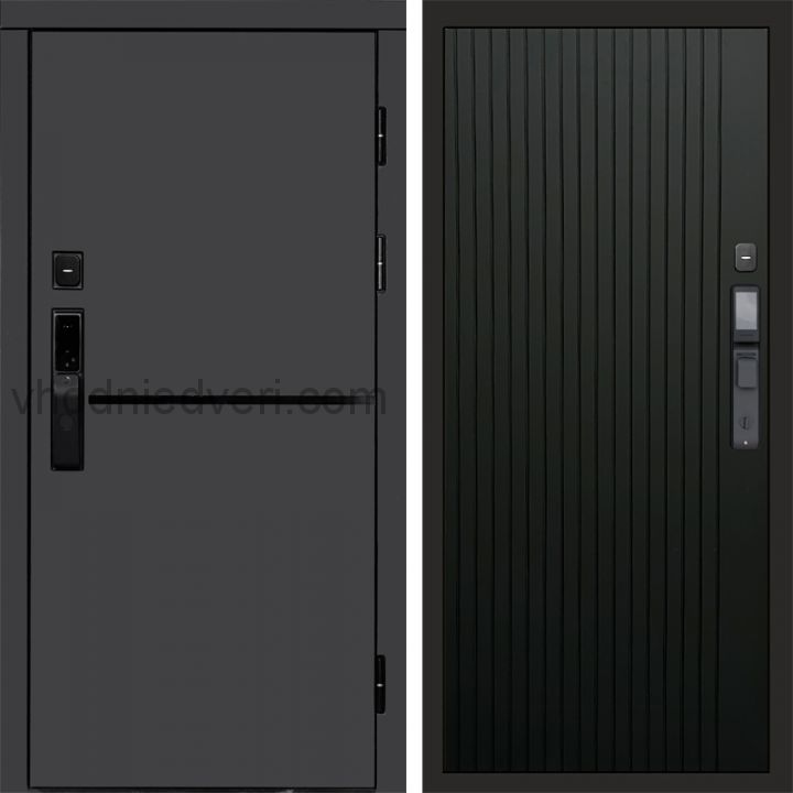 Входная дверь Termo-door ТРЕНД ГРАФИТ с электрозамком - Flat Черный кварц