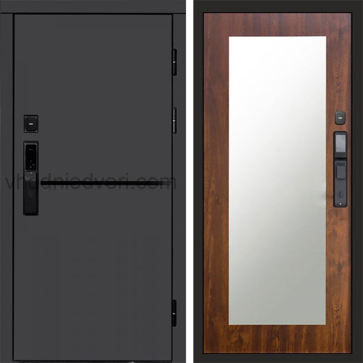 Входная дверь Termo-door ТРЕНД ГРАФИТ с электрозамком - Зеркало Триумф Дуб