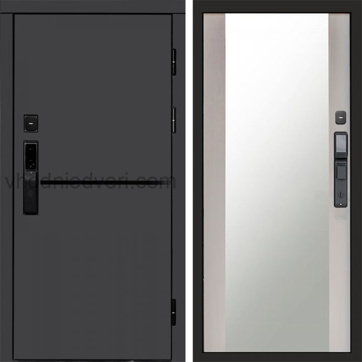 Входная дверь Termo-door ТРЕНД ГРАФИТ с электрозамком - Зеркало Лиственница