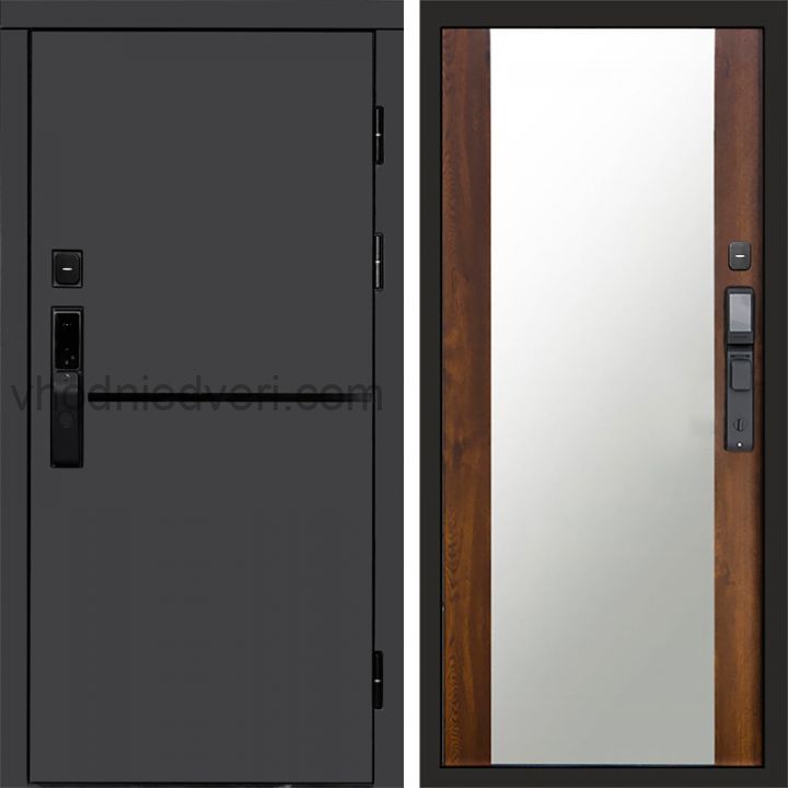 Входная дверь Termo-door ТРЕНД ГРАФИТ с электрозамком - Зеркало Дуб