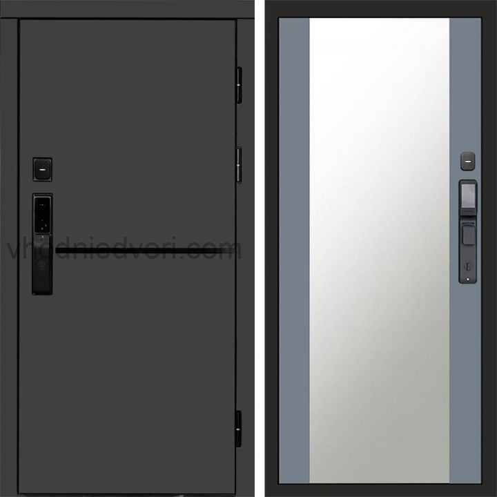 Входная дверь Termo-door ТРЕНД ГРАФИТ с электрозамком - Зеркало Грей софт