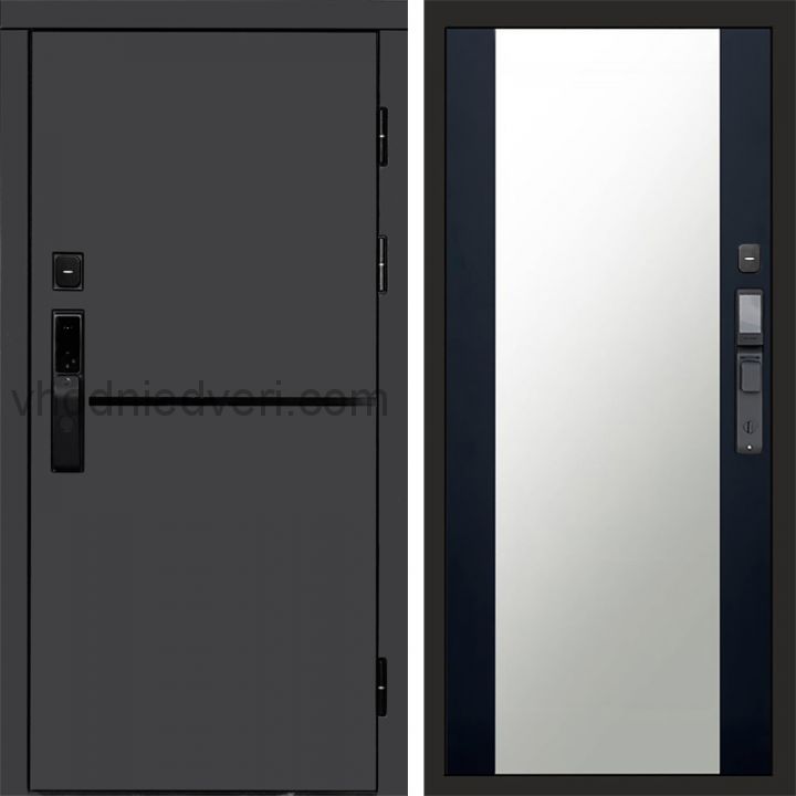 Входная дверь Termo-door ТРЕНД ГРАФИТ с электрозамком - Зеркало Черный кварц+тонировка