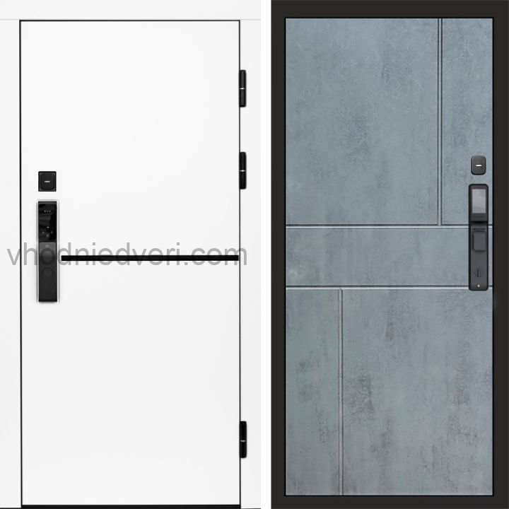 Входная дверь Termo-door ТРЕНД WHITE с электрозамком - Горизонт Бетон темный