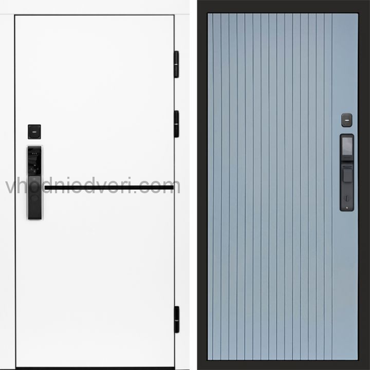 Входная дверь Termo-door ТРЕНД WHITE с электрозамком - Flat Грей софт