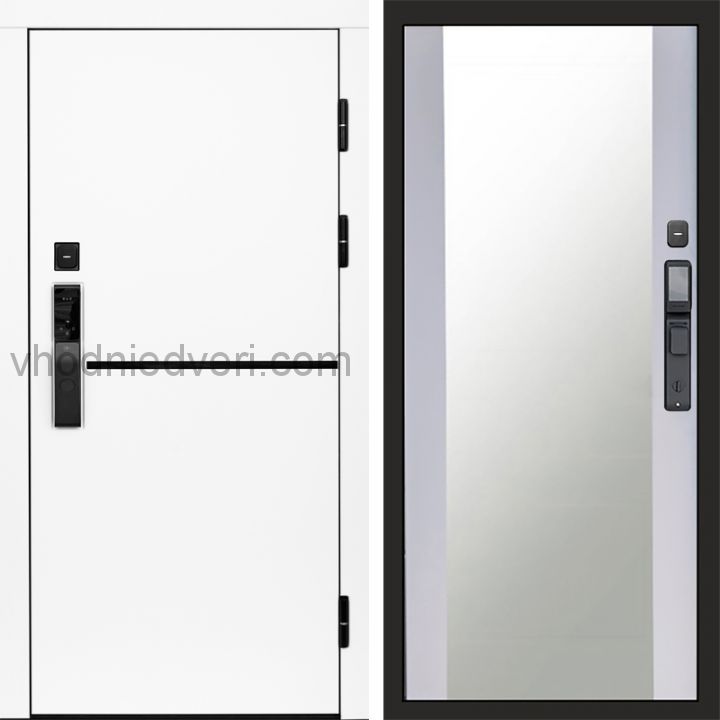 Входная дверь Termo-door ТРЕНД WHITE с электрозамком - Зеркало Белый софт