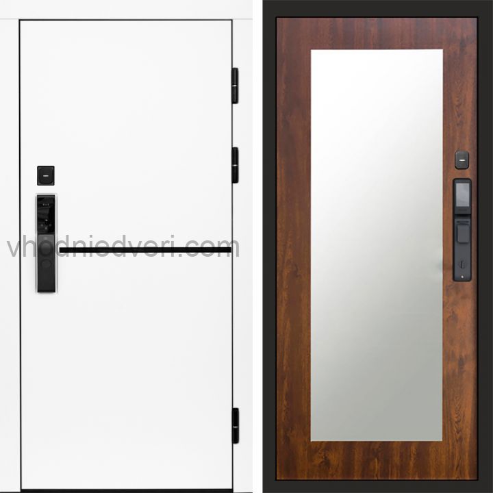 Входная дверь Termo-door ТРЕНД WHITE с электрозамком - Зеркало Триумф Дуб
