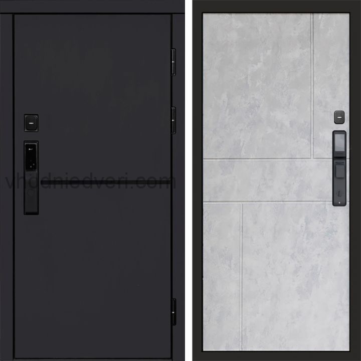 Входная дверь Termo-door ТРЕНД BLACK с электрозамком - Горизонт Бетон светлый