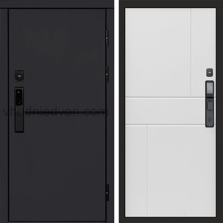 Входная дверь Termo-door ТРЕНД BLACK с электрозамком - Горизонт Белый