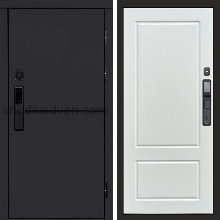 Входная дверь Termo-door ТРЕНД BLACK с электрозамком - Марсель Белый софт