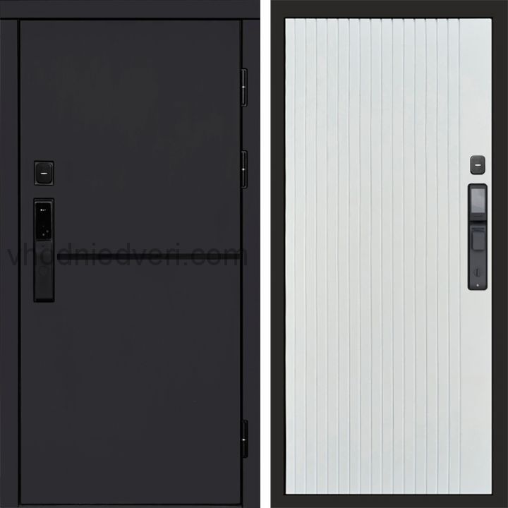 Входная дверь Termo-door ТРЕНД BLACK с электрозамком - Flat Белый софт