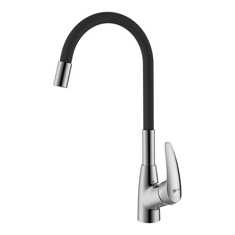 Смеситель для кухни Lemark Linara LM0415C-Black с гибким изливом, хром, черный