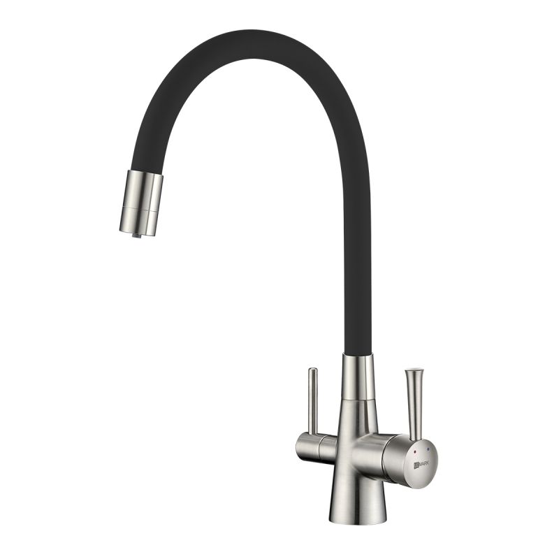 Смеситель для кухни Lemark Comfort LM3075BN-Black с гибким изливом, с подключением к фильтру с питьевой водой, никель